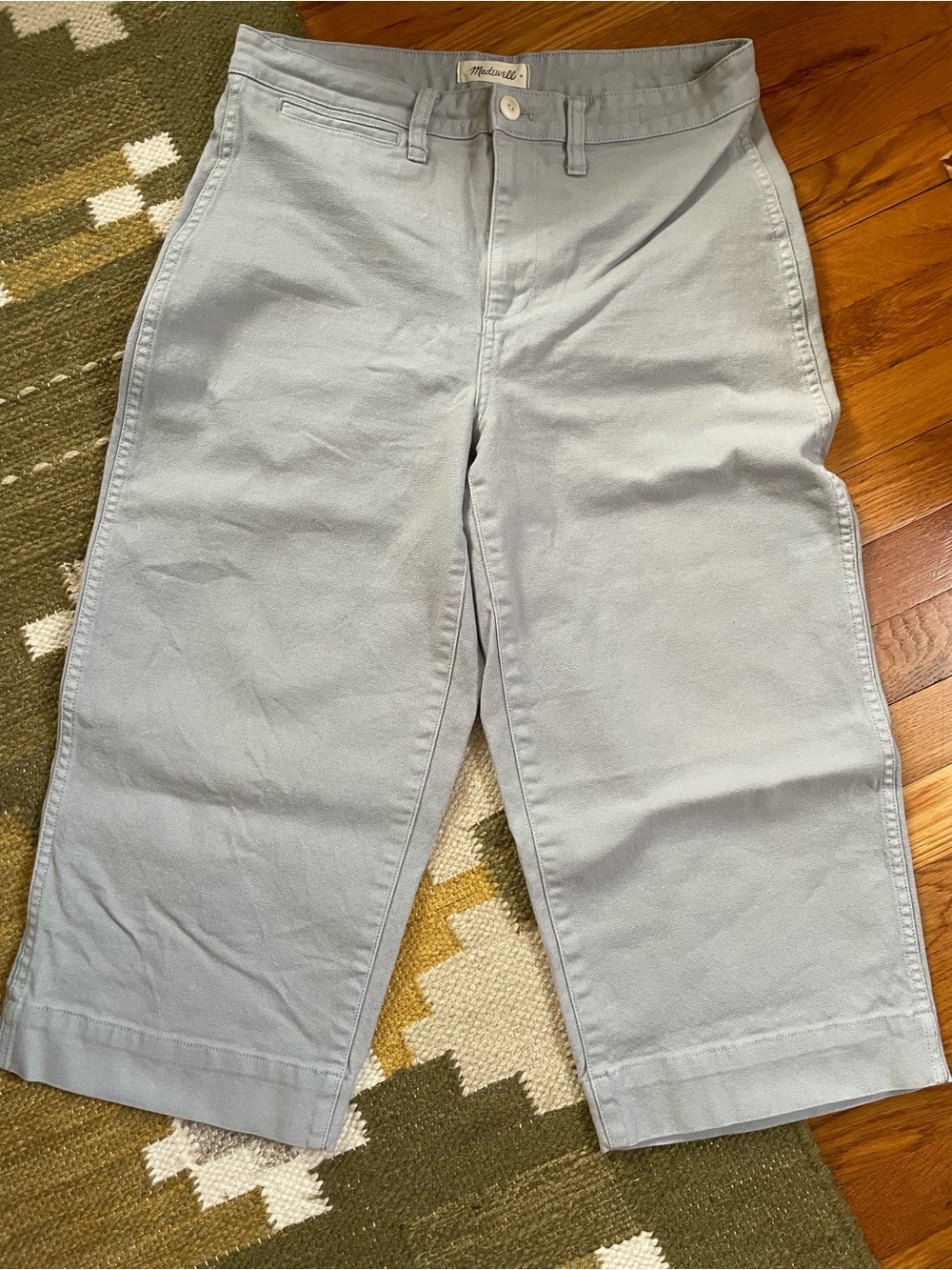 Madewell Light Blue Cropped Wide-Leg Pants